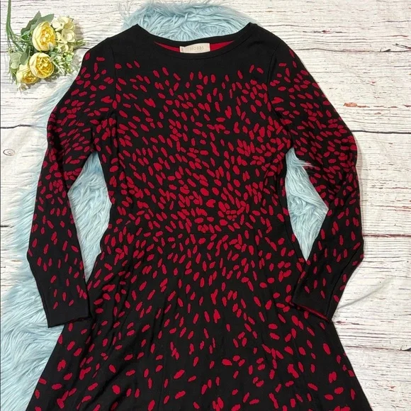 Hobbs London Black Red Jodie Knitted A-line Dress - Picture 4 of 8